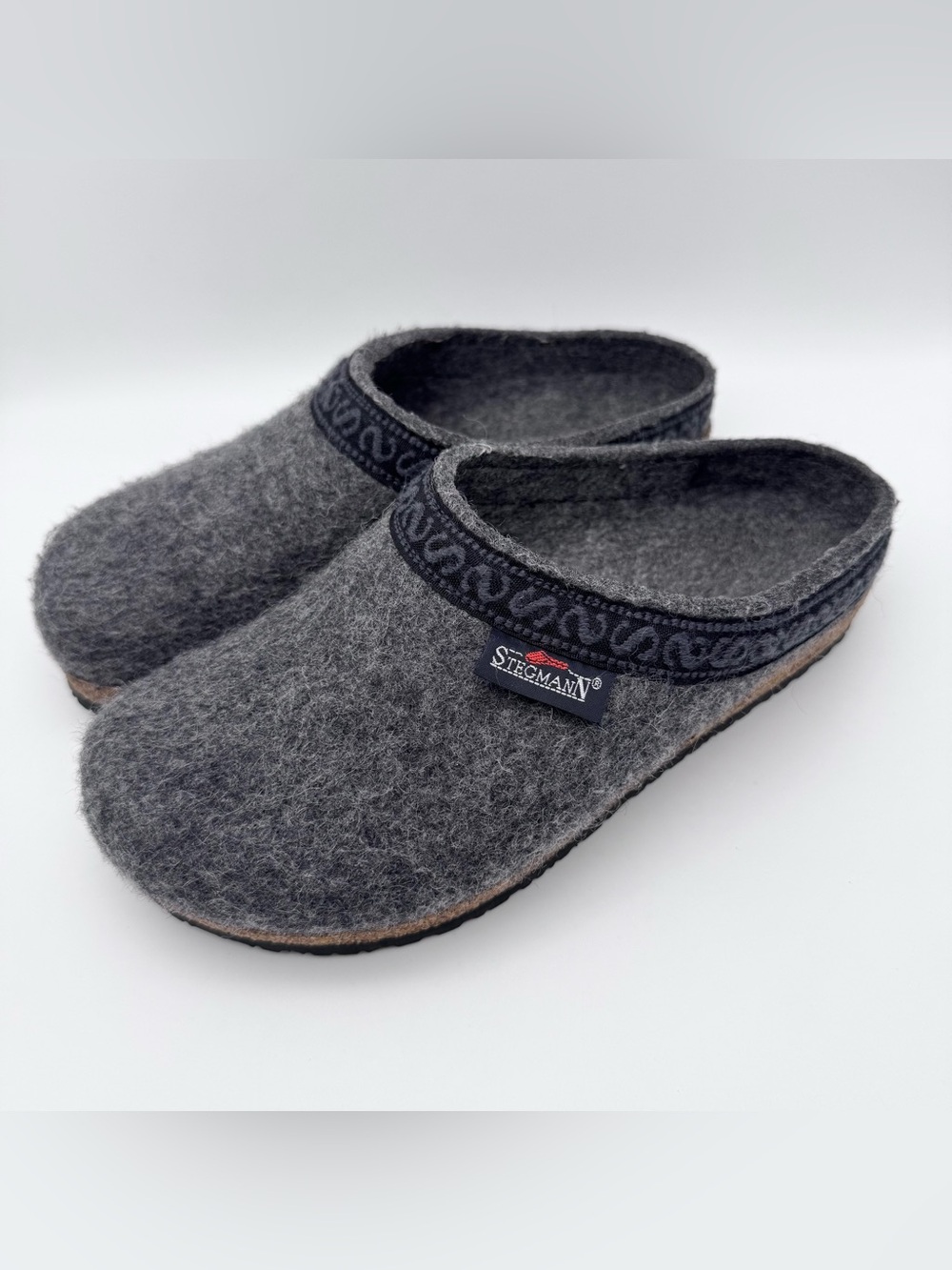 Stegmann Original 108 Gray Wool Clogs Cork Sole Women US 7 EUC - Picture 7 of 10